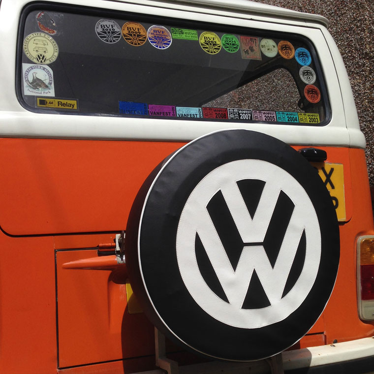 Camper Spare Wheel Cover made in Black vinyl with logo