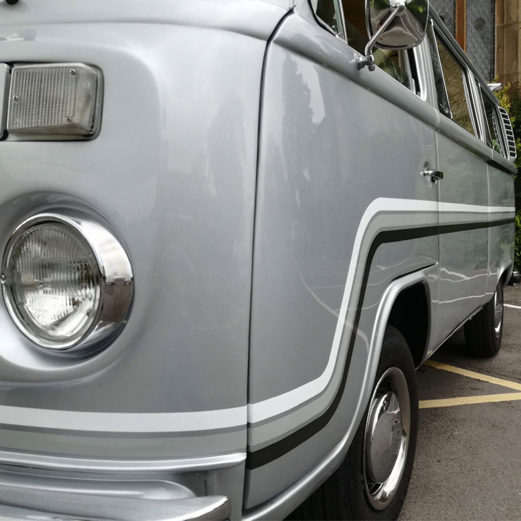 Camper side stripes and graphics