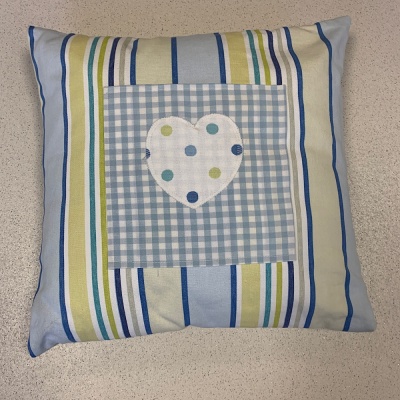 Spotted Heart Patchwork Cushion