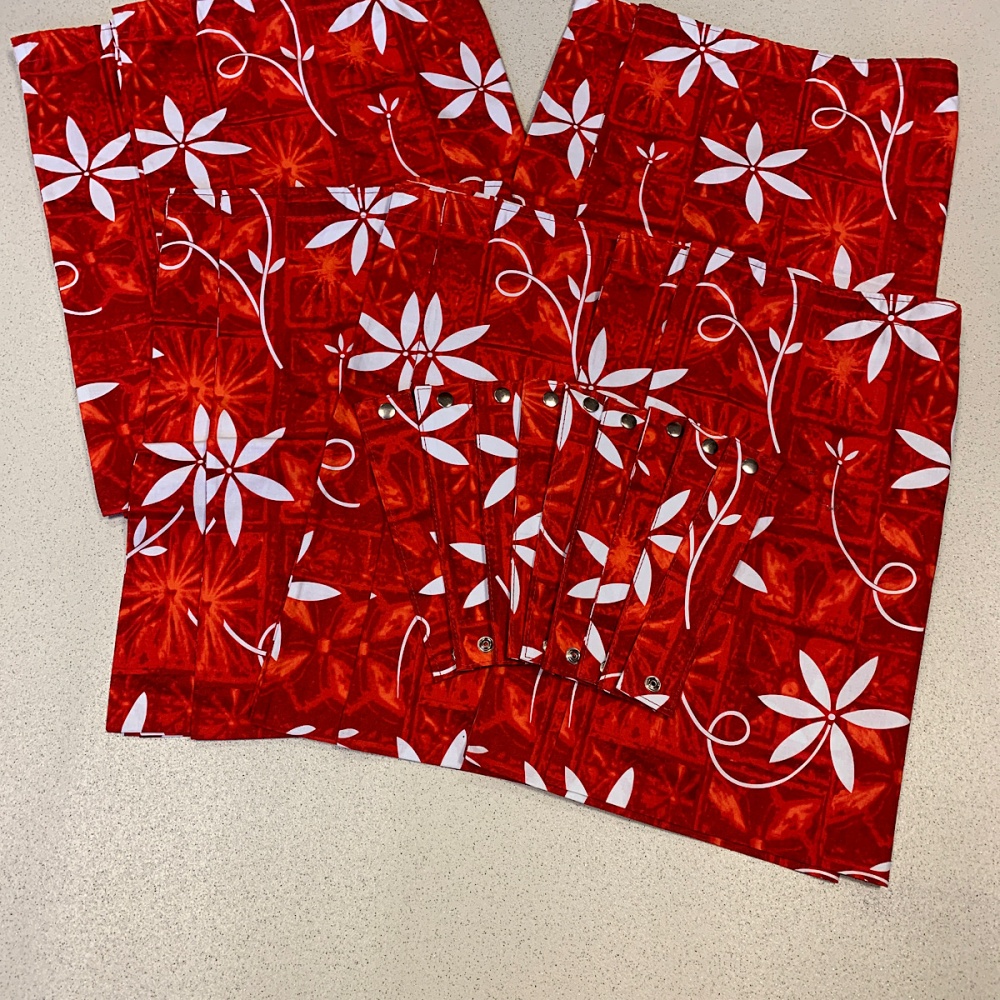 VW Splitscreen Curtains 8 Piece Set Polynesian Red